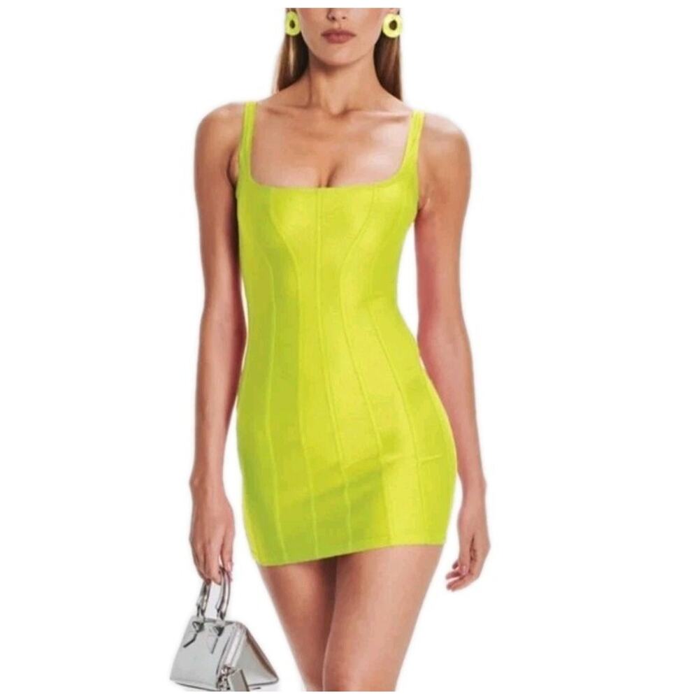 Shani Shemer Revolve Lemon Mini Dress Size L Yellow Party Rave